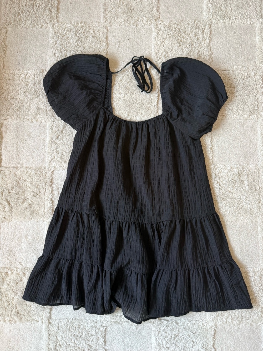 Black Puff-Sleeve Women’s Dress
